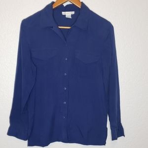 Anna and Frank 100% Silk Blue Button Up (S)